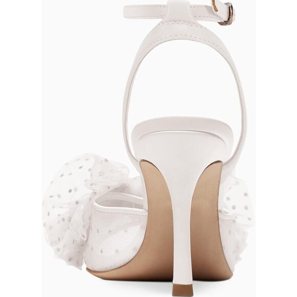 Womens Bow Cute Wedding Bridal Shoes Size 6 Bow Tie Heels Sandals Slingback - Picture 5 of 13